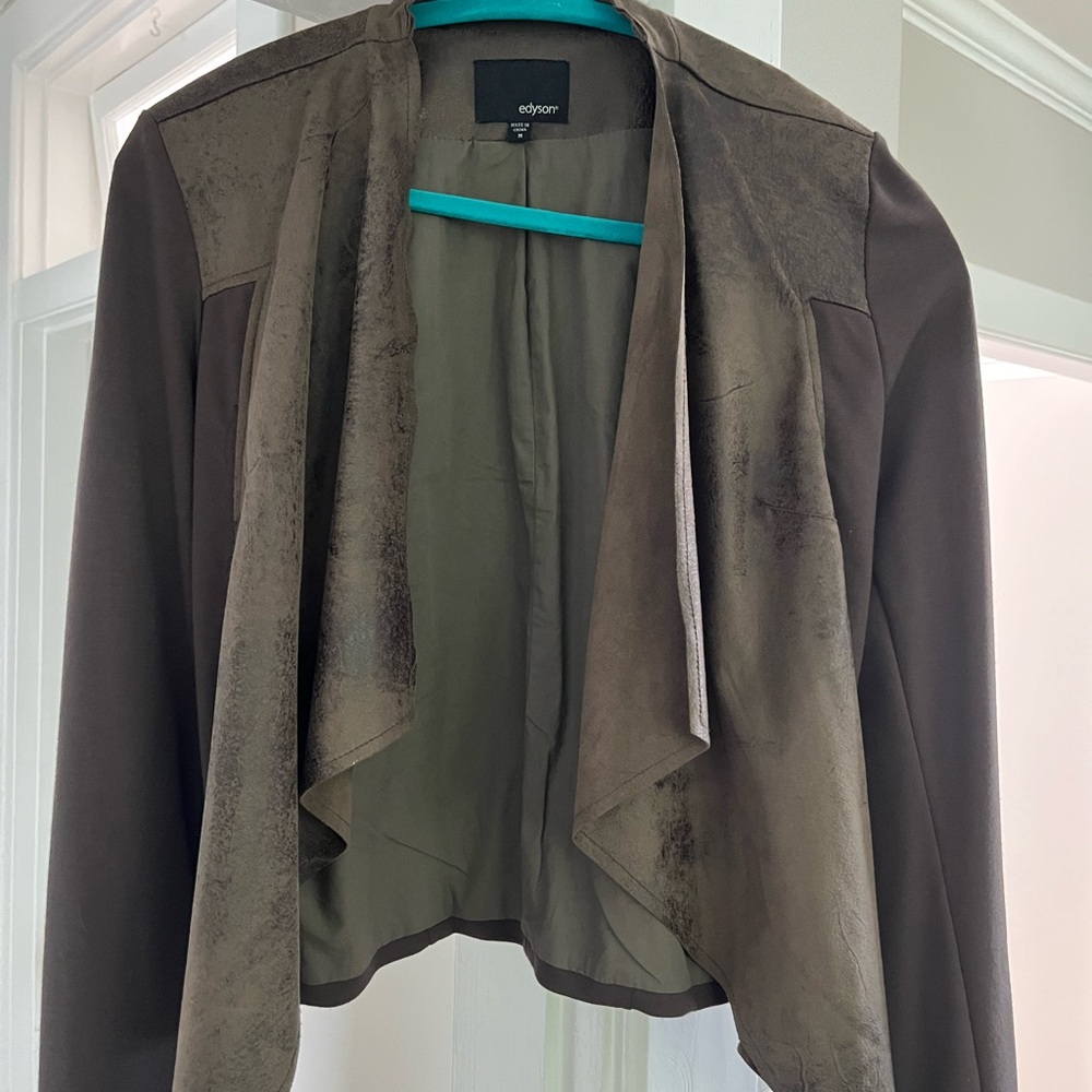 Brown Waterfall Blazer with Asymmetrical Panels